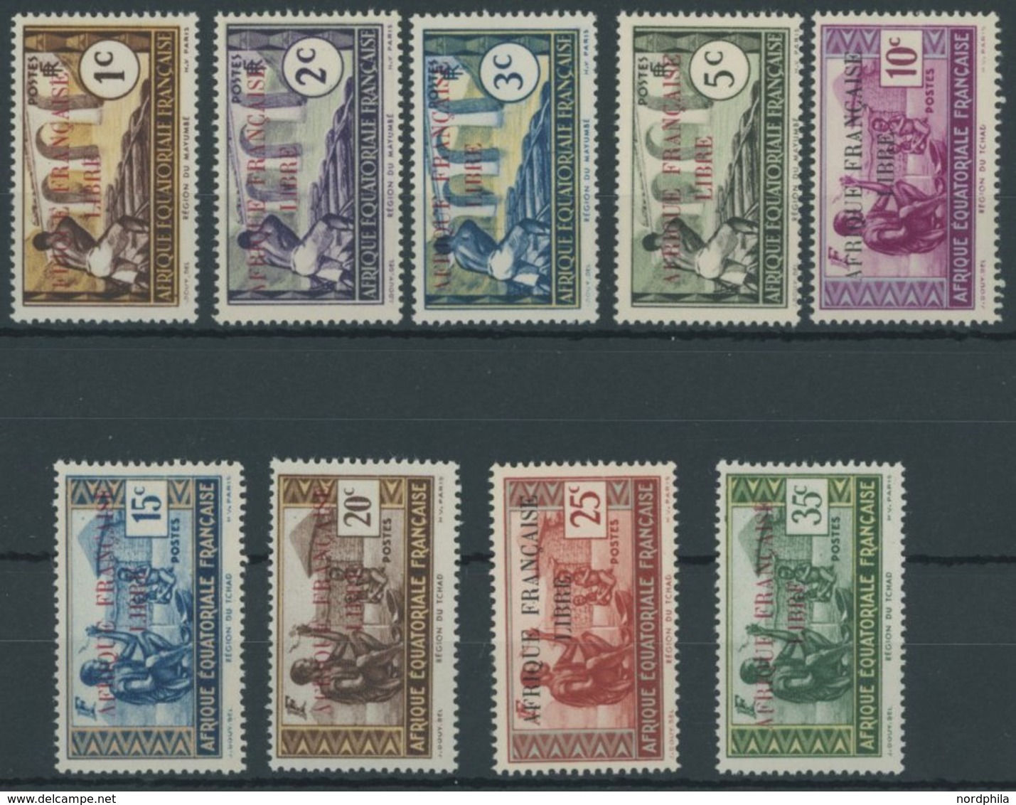 FRANZÖSISCH-ÄQUATORIAL-AF 102-110 **, 1940, AFRIQUE FRANCAISE LIBRE, Postfrischer Prachtsatz - Other & Unclassified