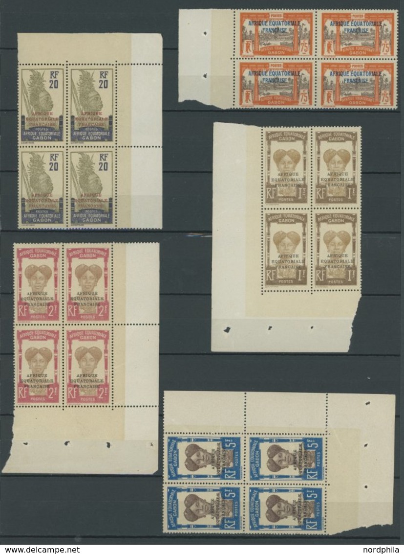 GABUN 57b,68-71 VB **, 1910, 5 Verschiedene Postfrische Viererblocks, Pracht - Andere & Zonder Classificatie