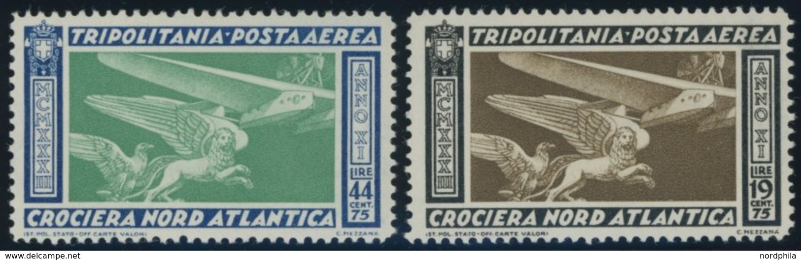 ITALIENISCH-TRIPOLITANIEN 196/7 **, 1933, Geschwaderflug Rom-Chicago, Postfrisch, 2 Prachtwerte - Tripolitania