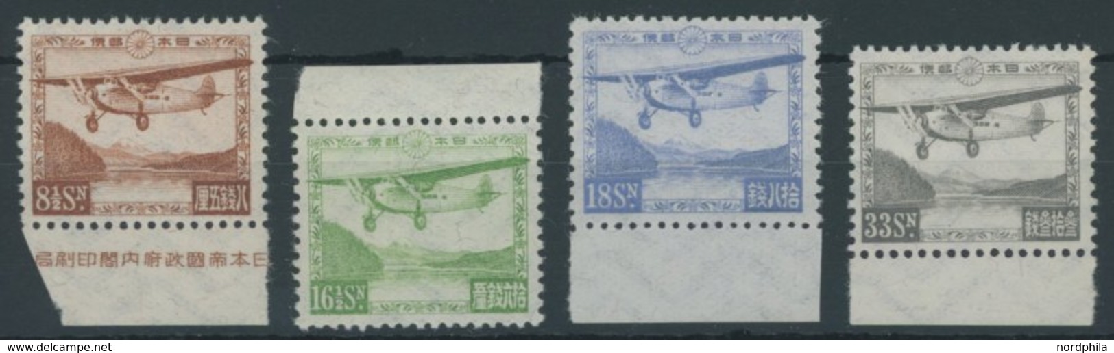 JAPAN 195-98 **, 1929, Flugzeug, Randstücke, Postfrischer Prachtsatz - Other & Unclassified