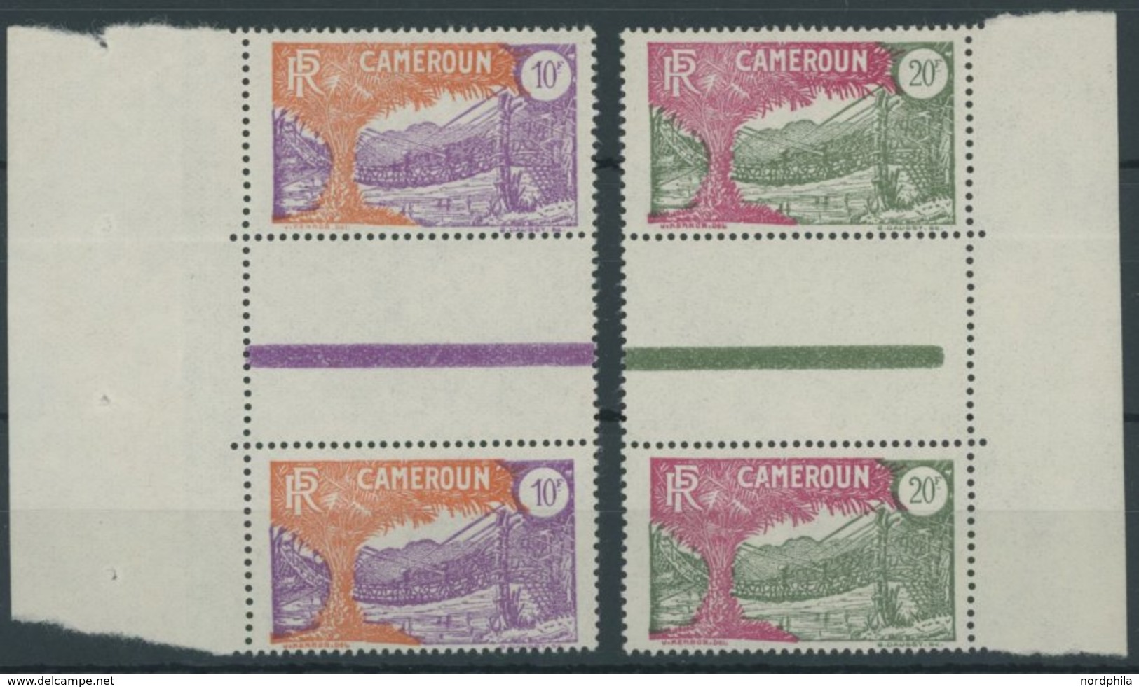 KAMERUN 94/5ZS **, 1926, 10 Und 20 Fr. Landesmotive In Senkrechten Zwischenstegpaaren, Postfrisch, Pracht - Kameroen (1960-...)