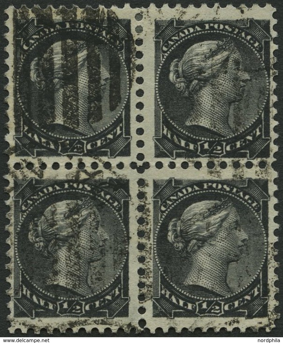 KANADA 25A VB O, 1882, 1/2 C. Schwarz Im Viererblock, Pracht - Canada