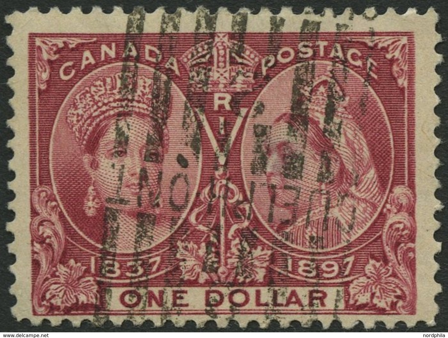 KANADA 49 O, 1897, 1 $ Lilarot, Dünne Stelle Sonst Pracht, Mi. 550.- - Canadá