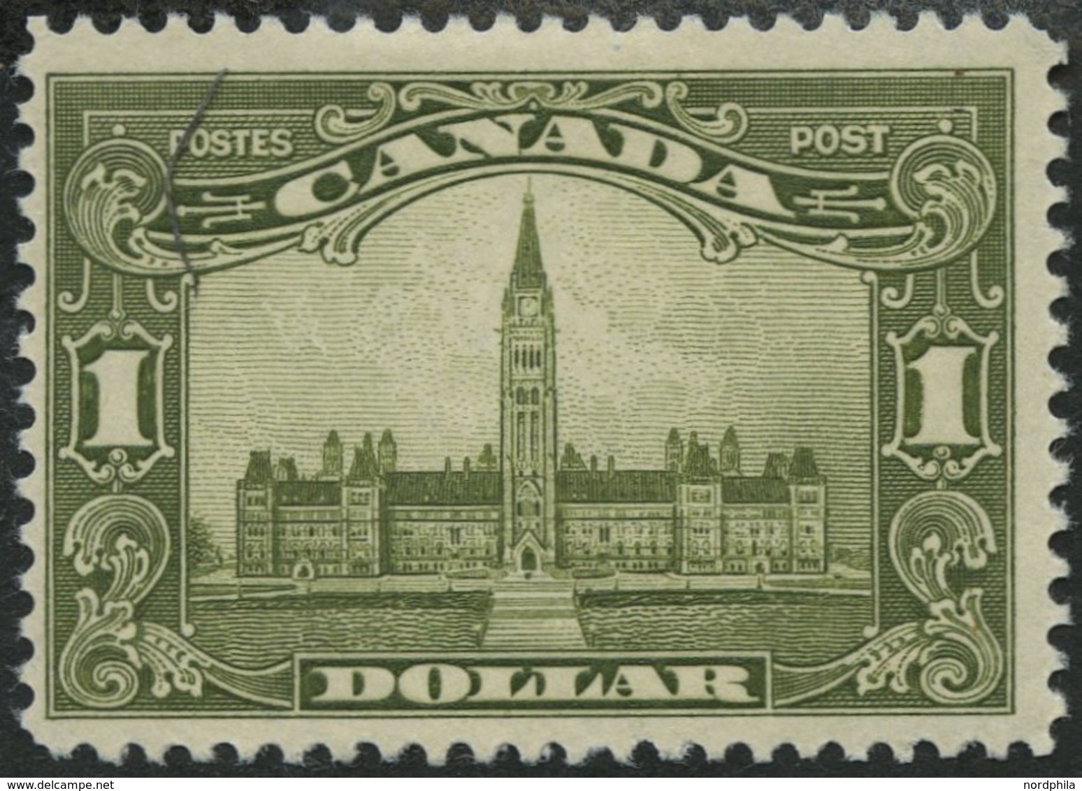 KANADA 138 *, 1929, 1 $ Olivgrün, Falzrest, Pracht, Mi. 200.- - Canadá