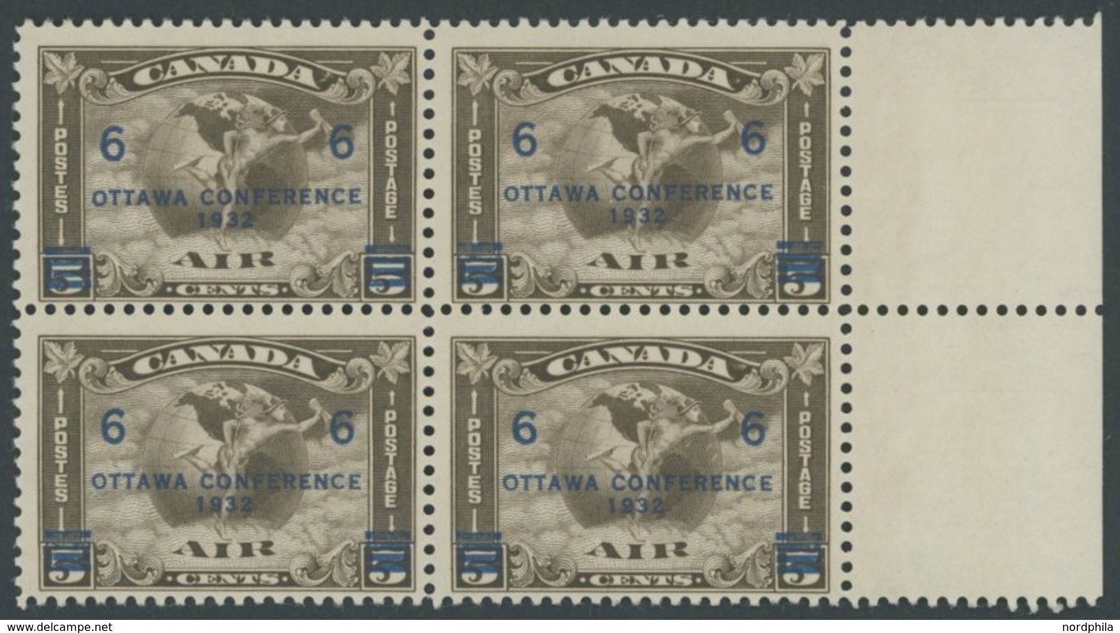 KANADA 170 VB **, 1932, 6 Auf 5 C. Wirtschaftskonferenz Im Postfrischen Viererblock, Pracht - Canadá