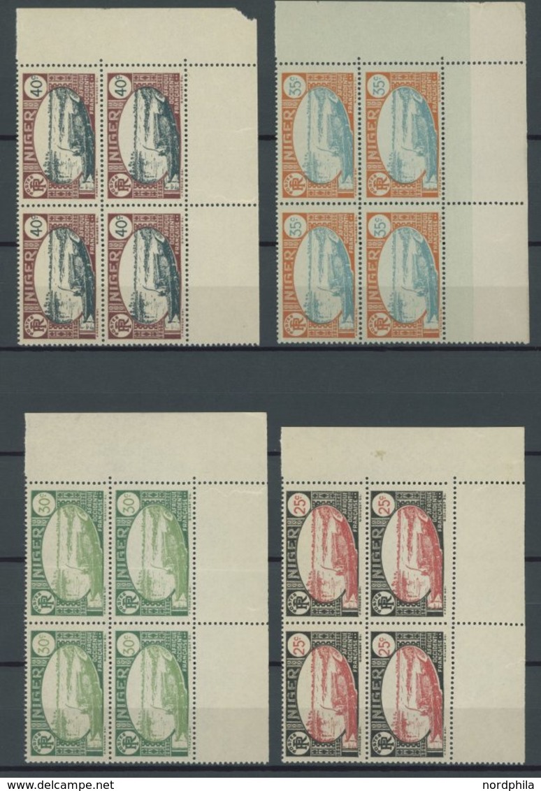 NIGER 29-53 VB **, 1926, Landschaften (ohne Mi.Nr. 35) In Viererblocks, Fast Alle Aus Der Bogenecke, Postfrisch, 24 Prac - Otros & Sin Clasificación
