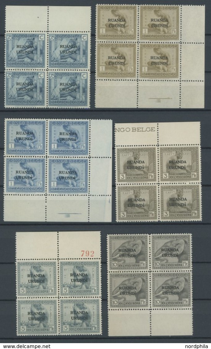 RUANDA-URUNDI 1-18 VB **, 1924, Freimarken In Viererblocks, Postfrischer Prachtsatz - Unused Stamps