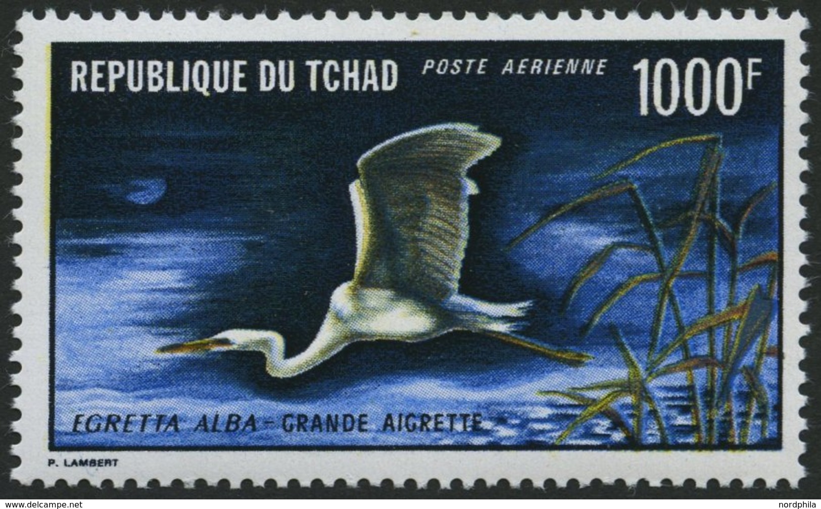 TSCHAD 399 **, 1971, 1000 Fr. Silberreiher, Pracht, Mi. 75.- - Tchad (1960-...)