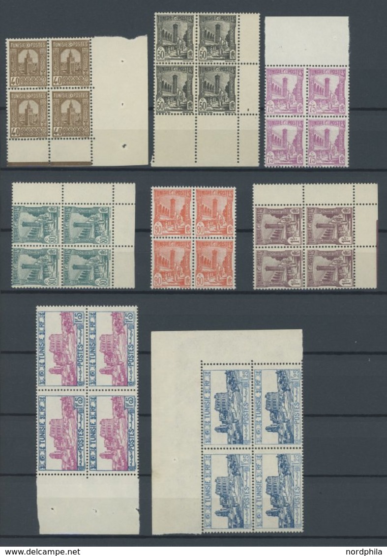 TUNESIEN 120-27,29-45 VB **, 1926/8, Land Und Leute, 25 Werte In Postfrischen Viererblocks (meist Aus Der Bogenecke), Fa - Tunisia