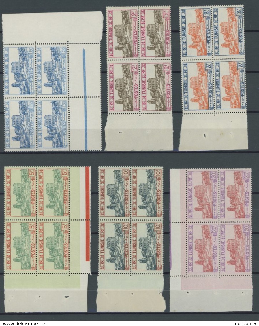 TUNESIEN 120-27,29-45 VB **, 1926/8, Land Und Leute, 25 Werte In Postfrischen Viererblocks (meist Aus Der Bogenecke), Fa - Tunisia (1956-...)