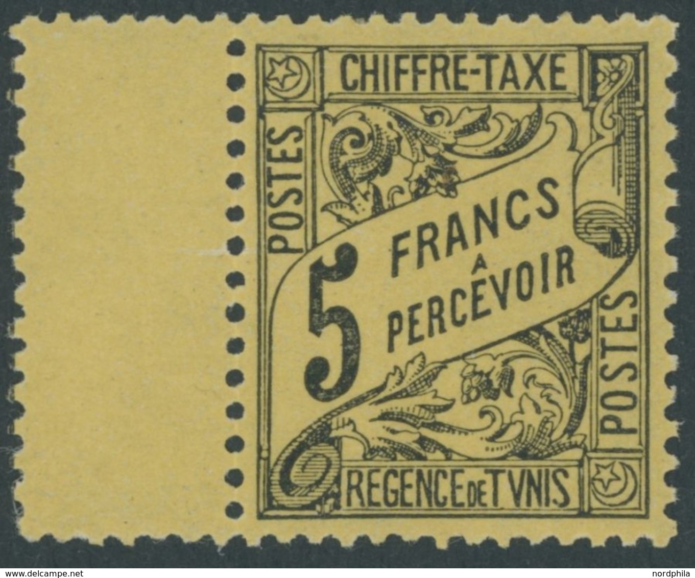 TUNESIEN P 35 **, Portomarken: 1903, 5 Fr. Schwarz Auf Gelb, Postfrisch, Pracht - Tunesië (1956-...)