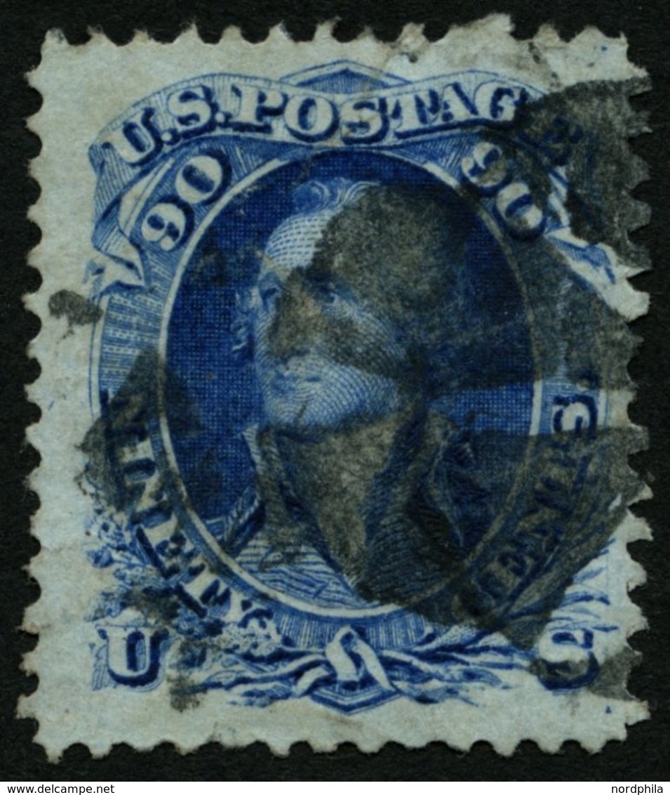 USA 25 O, Scott 72, 1861, 90 C. Washington, Ohne Waffeleinpressung, Leichte Eckknitter, Feinst, $ 600 - Gebruikt