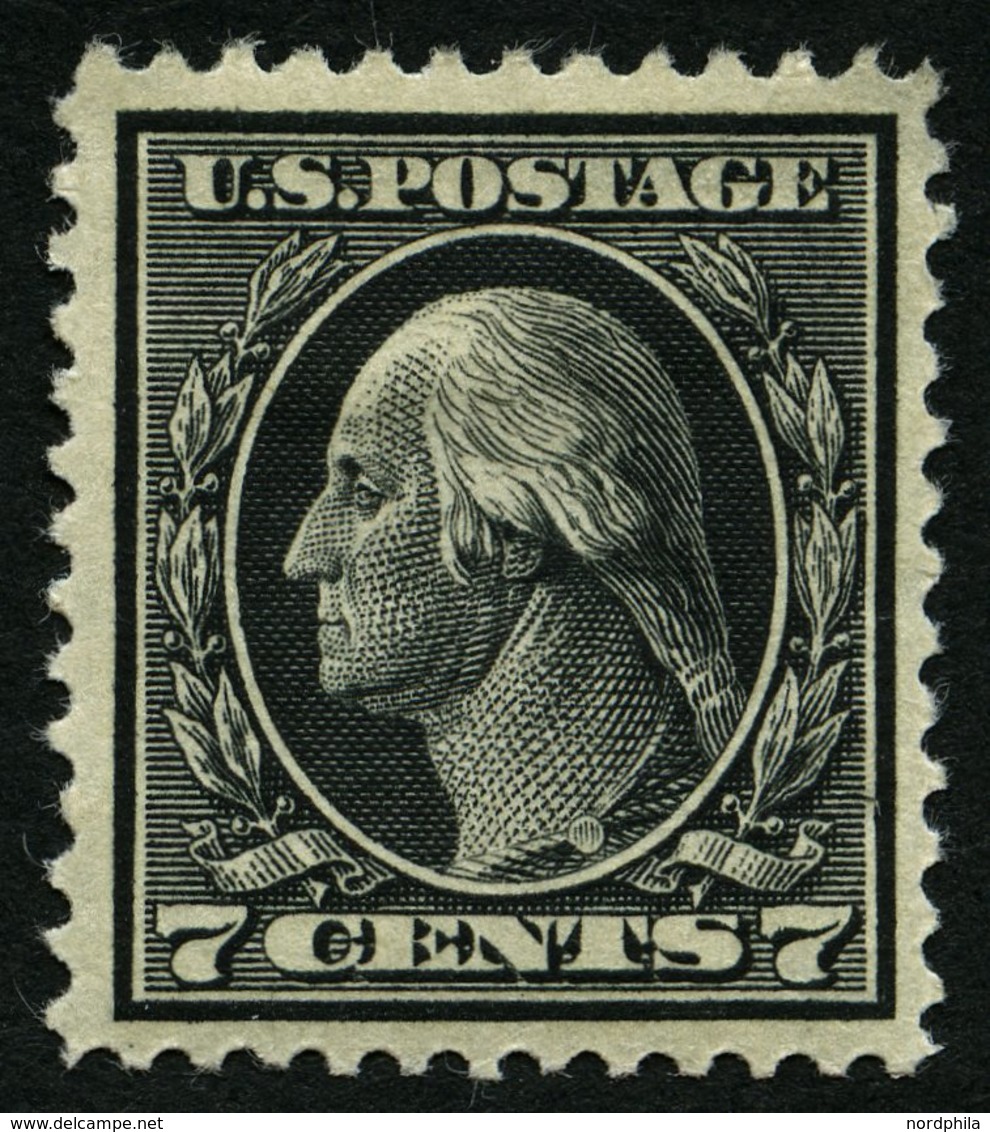 USA 191A *, Scott 407, 1914, 7 C. Washington, Wz.2, Gezähnt L 12, Falzreste, Feinst (helle Ecke), $ 70 - Usati