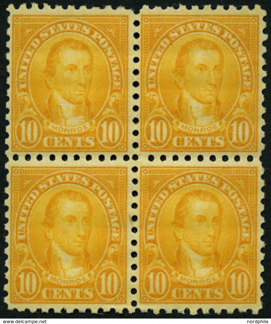 USA 272C VB **, Scott 591, 1925, 10 C. Monroe, Gezähnt L 10, Im Postfrischen Viererblock, Pracht - Gebruikt