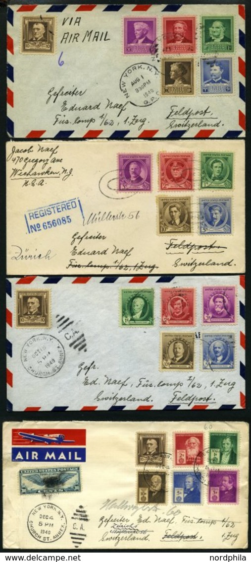 USA 455-89 BRIEF, Scott 859-93, 1940, Berühmte Amerikaner Auf 7 Briefen In Die Schweiz, Prachtsatz - Usati