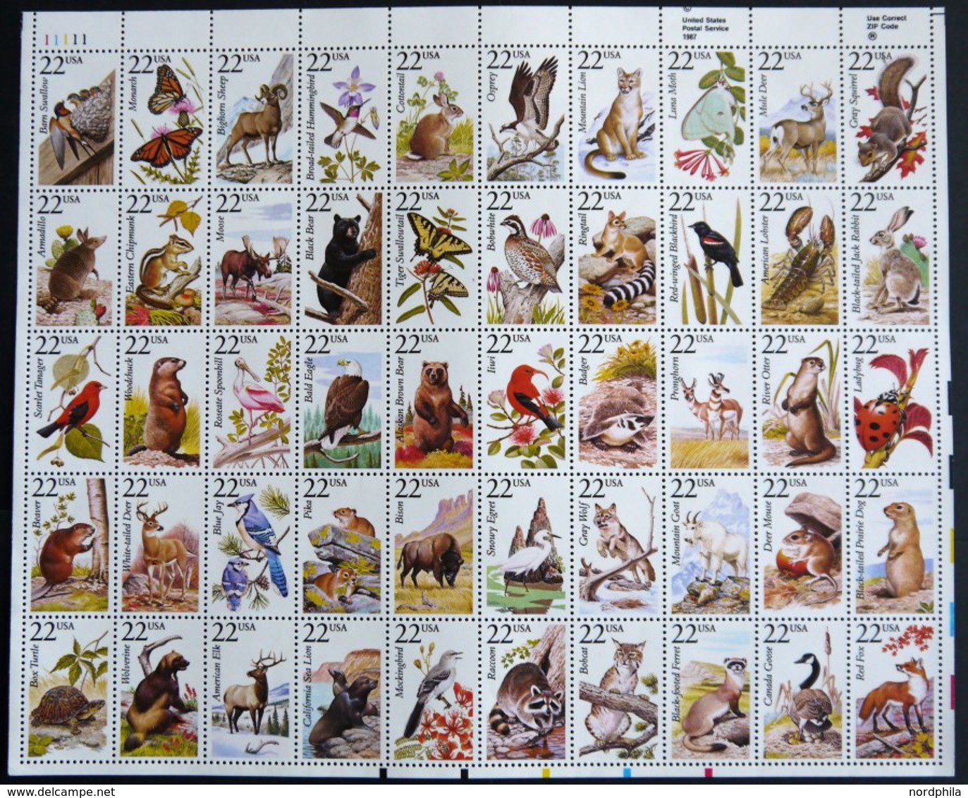 USA 1883-1932,2252-2301 **, Scott 2286-2335, 2647-2696, 1987/92, Nordamerikanische Fauna Und Wildblumen In Zusammendruck - Used Stamps