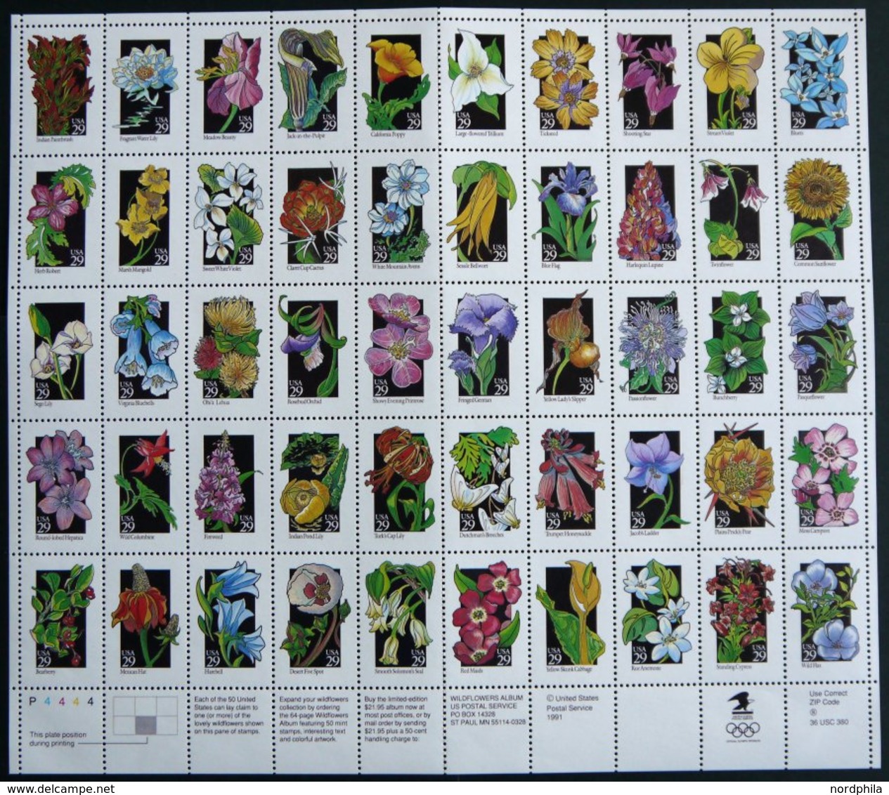 USA 1883-1932,2252-2301 **, Scott 2286-2335, 2647-2696, 1987/92, Nordamerikanische Fauna Und Wildblumen In Zusammendruck - Used Stamps