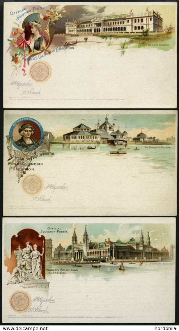 GANZSACHEN 1893, WORLD`S COLUMBIAN EXPOSITION, 11 Verschiedene Ungebrauchte 1 C. Postal Cards Der Serie Goldsmith, Prach - Altri & Non Classificati