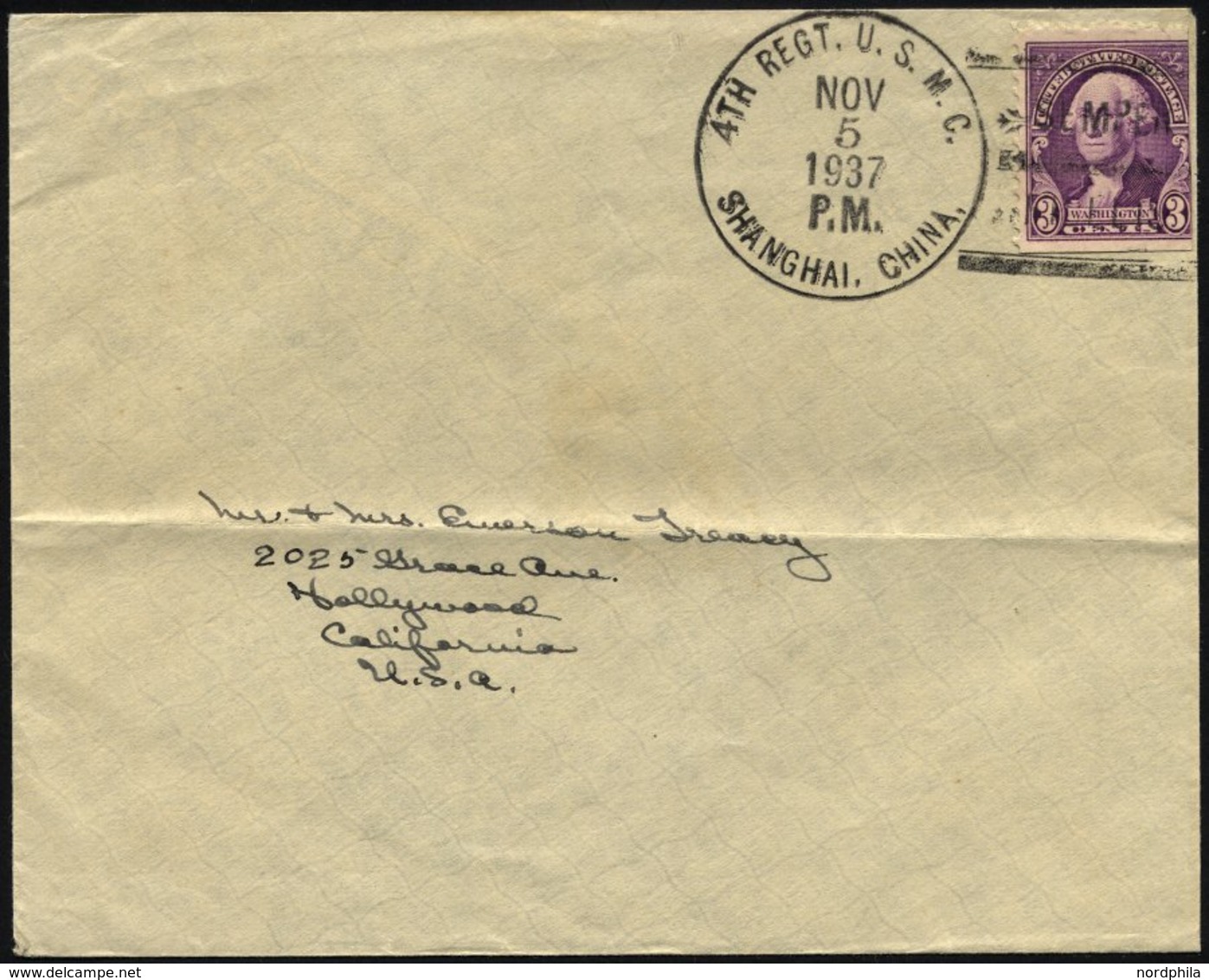 FELDPOST 1937, Brief Mit K1 Vom 4. Regiment Des US-Marine-Corps Aus Shanghai, Feinst - Used Stamps