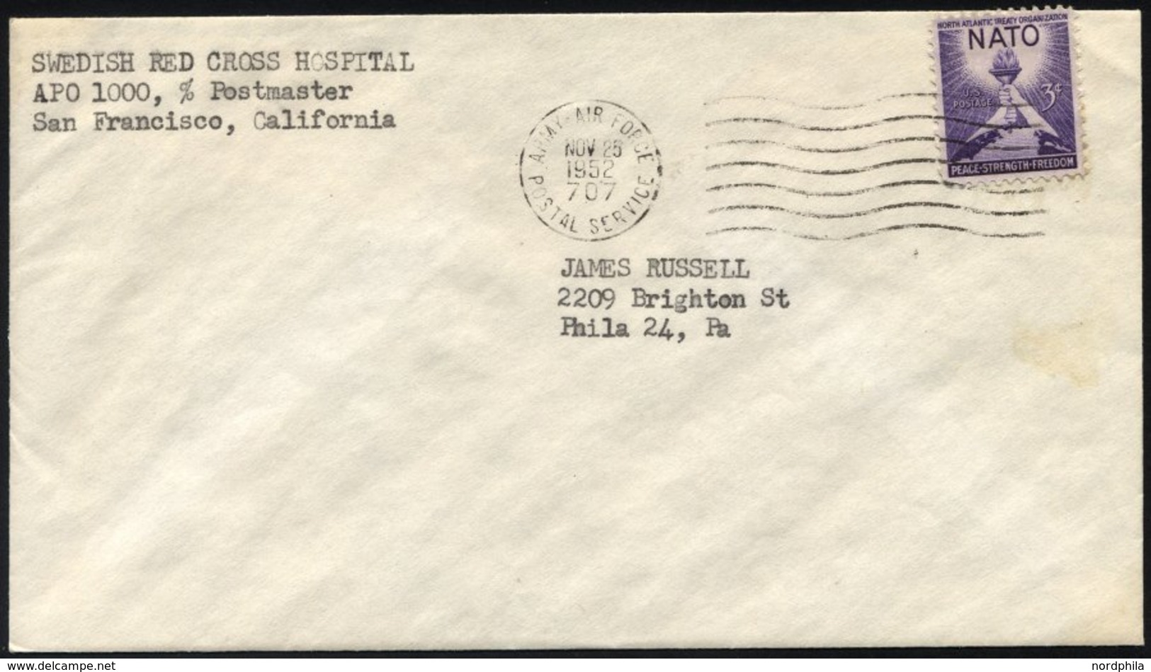 FELDPOST 1952, Feldpostbrief Des Schwedischen Roten Kreuzes über Das Amerikanische Haupt-Feldpostamt In San Francisco, M - Used Stamps