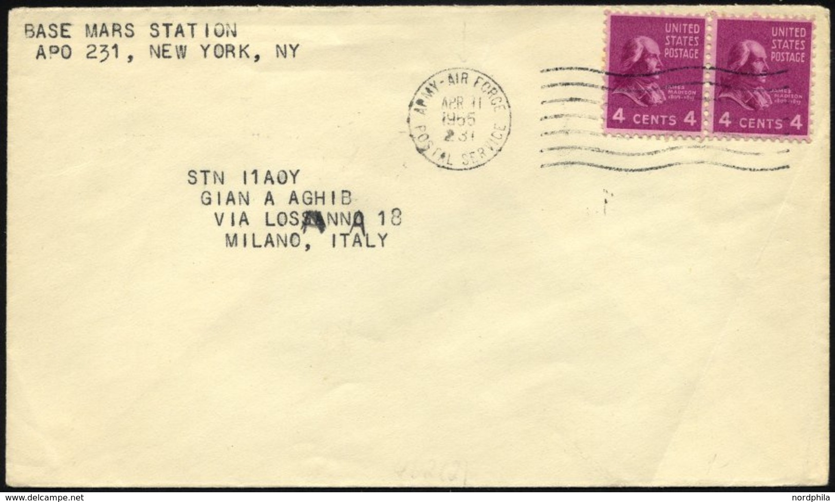 FELDPOST 1965, Feldpostbrief Von Der Militärbase Mars Station, Mit K1 Wellenstempel ARMY-AIR FORCE/POSTAL SERVICE/231 Fe - Usati