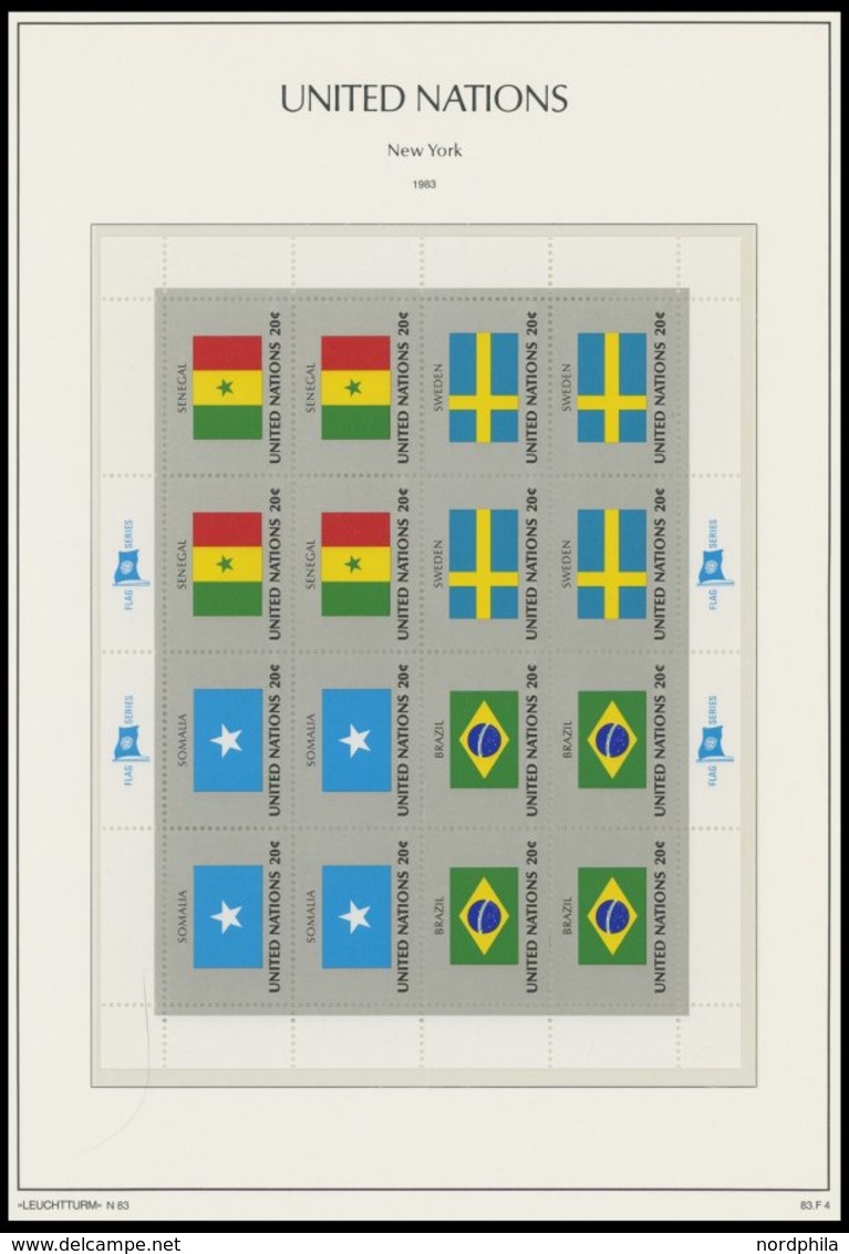 UNO NEW YORK **, Komplette Postfrische Sammlung UNO-New York Von 1980-91 Im Leuchtturm Falzlosalbum, Mit Kompletten Post - ONU