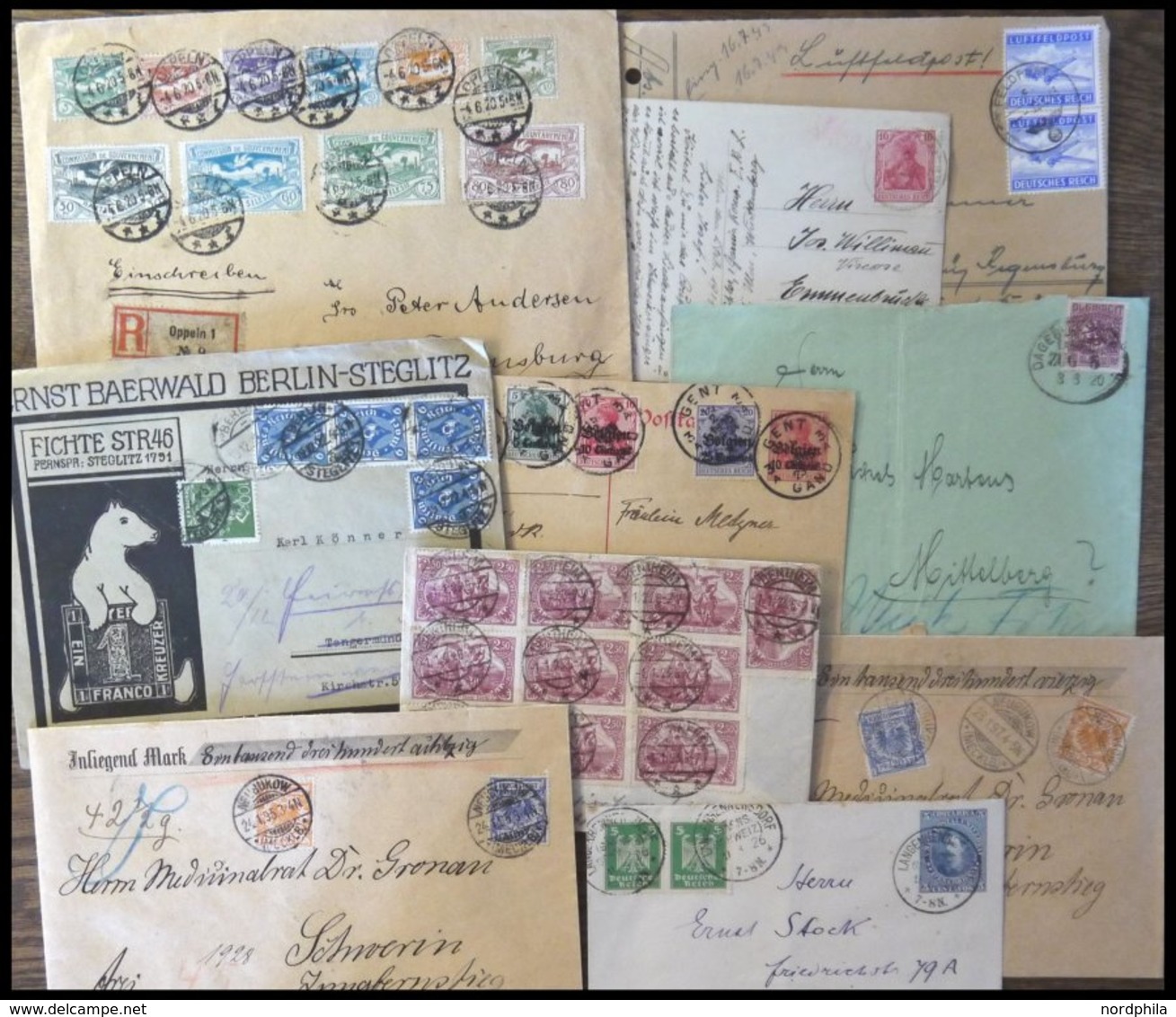 SLG., LOTS DEUTSCHLAND 1895-1926, Brieflot Von 10 Interessanten Belegen, Feinst/Pracht - Colecciones