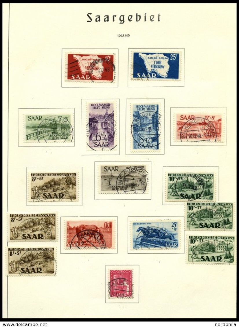 DIVERSES - SAMMLUNGEN, LO O,Brief , Gestempelte Sammlung Saargebiet Und Saarland Von 1920-56 Im Leuchtturm Album, Abstem - Verzamelingen