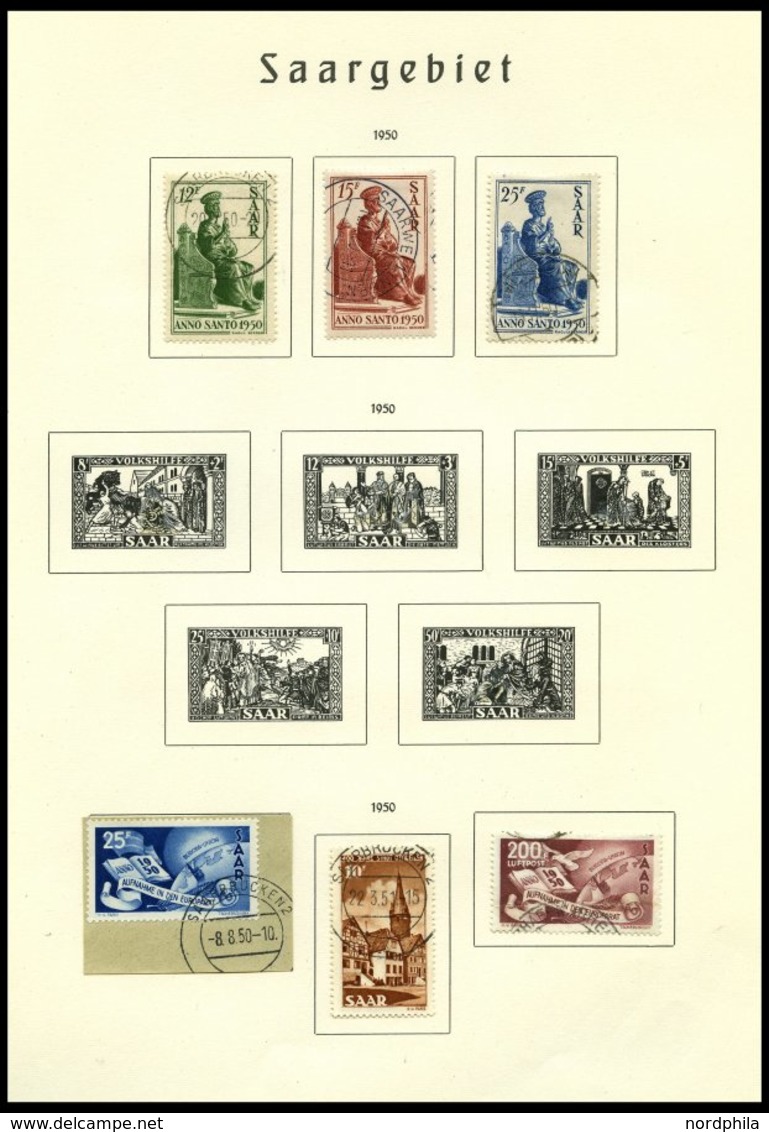DIVERSES - SAMMLUNGEN, LO O,Brief , Gestempelte Sammlung Saargebiet Und Saarland Von 1920-56 Im Leuchtturm Album, Abstem - Verzamelingen