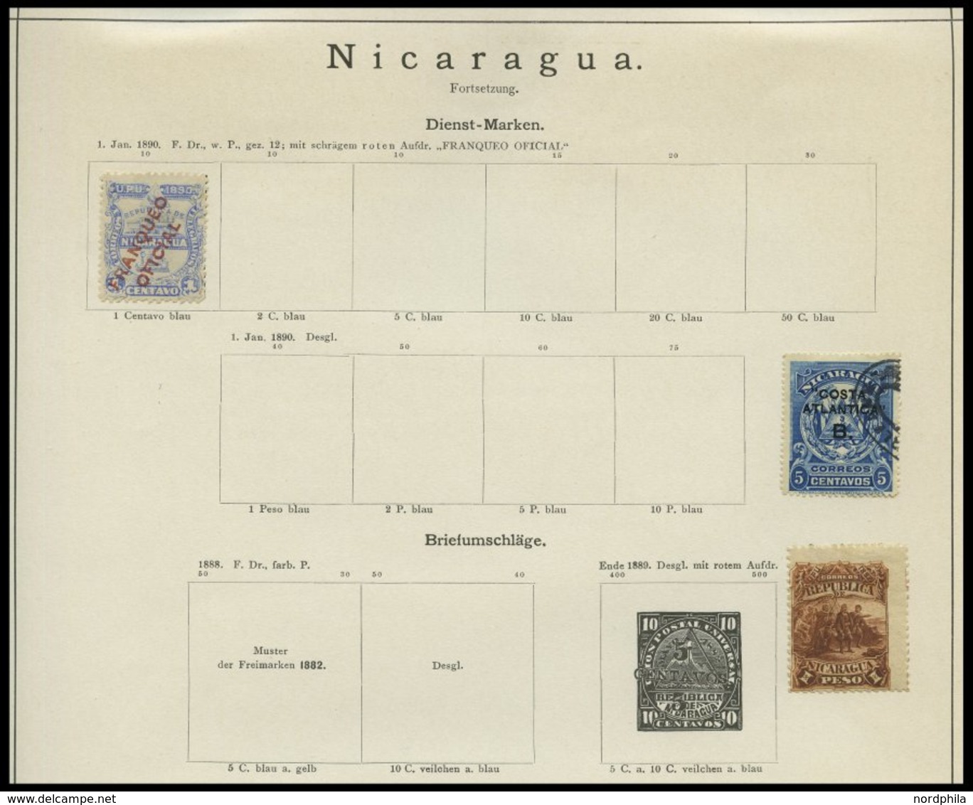 SLG. ÜBERSEE *,o,Brief , 1866-89, alter kleiner Sammlungsteil Mittelamerika von 88 Werten und 2 Belegen (u.a. Halbierung