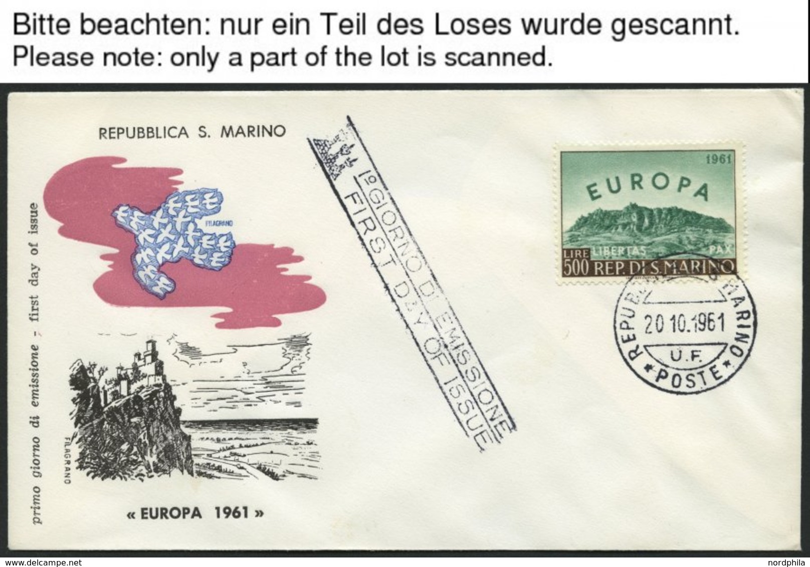 EUROPA UNION FDC BRIEF, 1961, Taube, Komplett Auf FDC`s, Einige Etwas Gelblich Sonst Pracht, Mi. 70.- - Verzamelingen