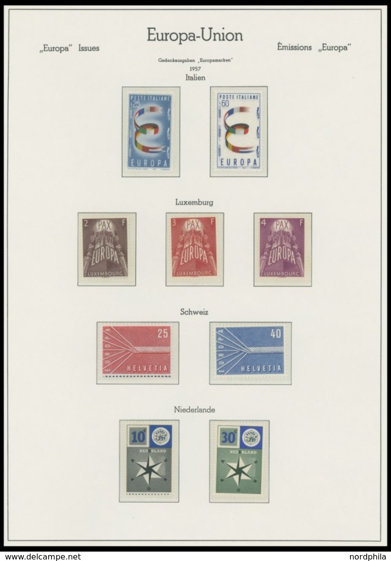 EUROPA UNION **, Komplette Postfrische Sammlung Gemeinschaftsausgaben Von 1956-77 In 2 Leuchtturm Falzlosalben, Dazu Nat - Collections