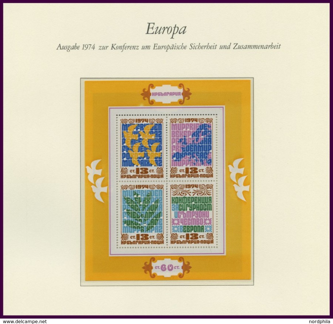 EUROPA UNION **, Postfrische Sammlung KSZE Von 1973-83 Auf Borek Falzlosseiten, Mit Bulgarien Bl. 106, Rumänien Bl. 125  - Verzamelingen