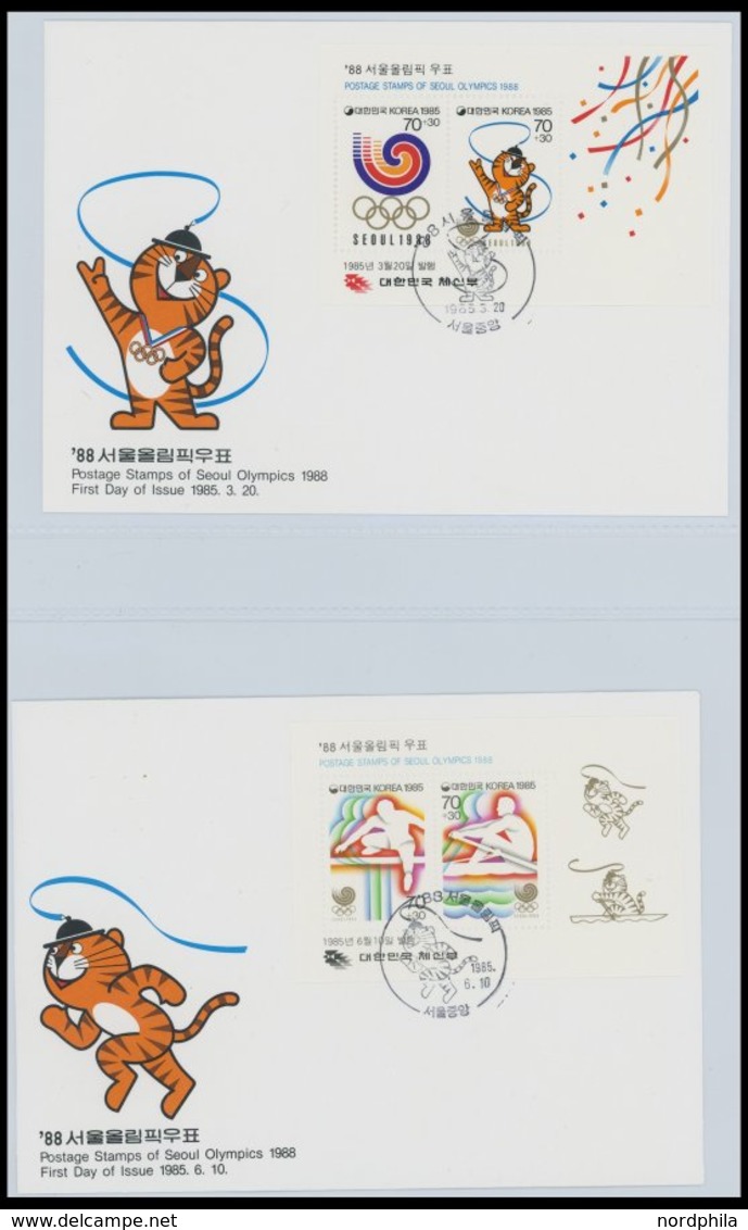 SPORT Olympische Spiele Seoul 1988, 52 Verschiedene Offizielle Ersttagsbelege Und Maximunkarten Von Korea-Süd Im Spezial - Autres & Non Classés