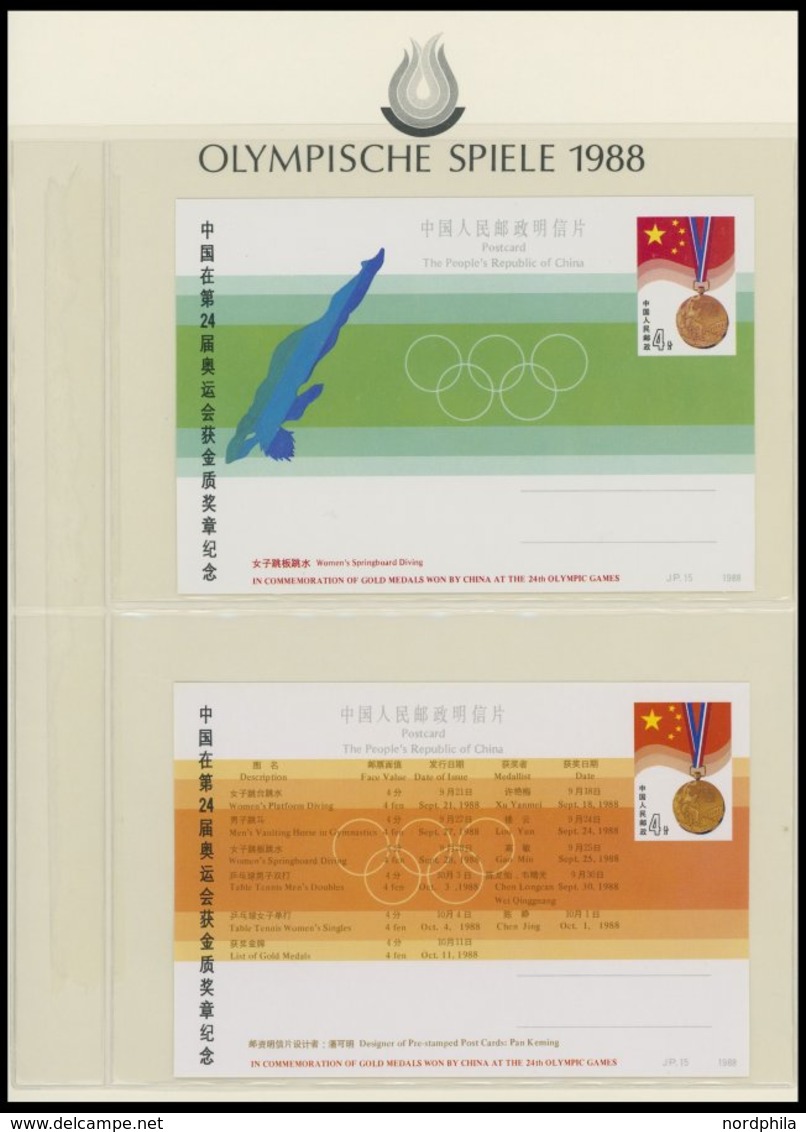 SPORT **,Brief , Olympische Spiele 1988 in 4 Borek Spezialalben mit Goldmünze China Mint, Peking, Schwerttanz, PP, Klein