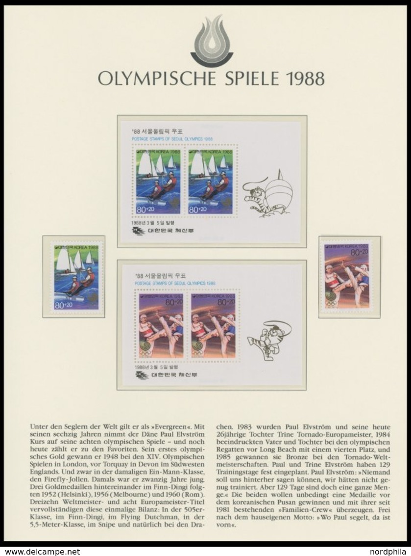 SPORT **,Brief , Olympische Spiele 1988 in 4 Borek Spezialalben mit Goldmünze China Mint, Peking, Schwerttanz, PP, Klein