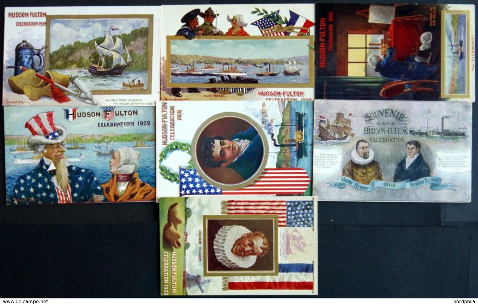 ALTE POSTKARTEN - USA 1909, HUDSON-FULTON CELEBRATION, 7 Verschiedene Farbige Ansichtskarten, Meist Ungebraucht - Other & Unclassified