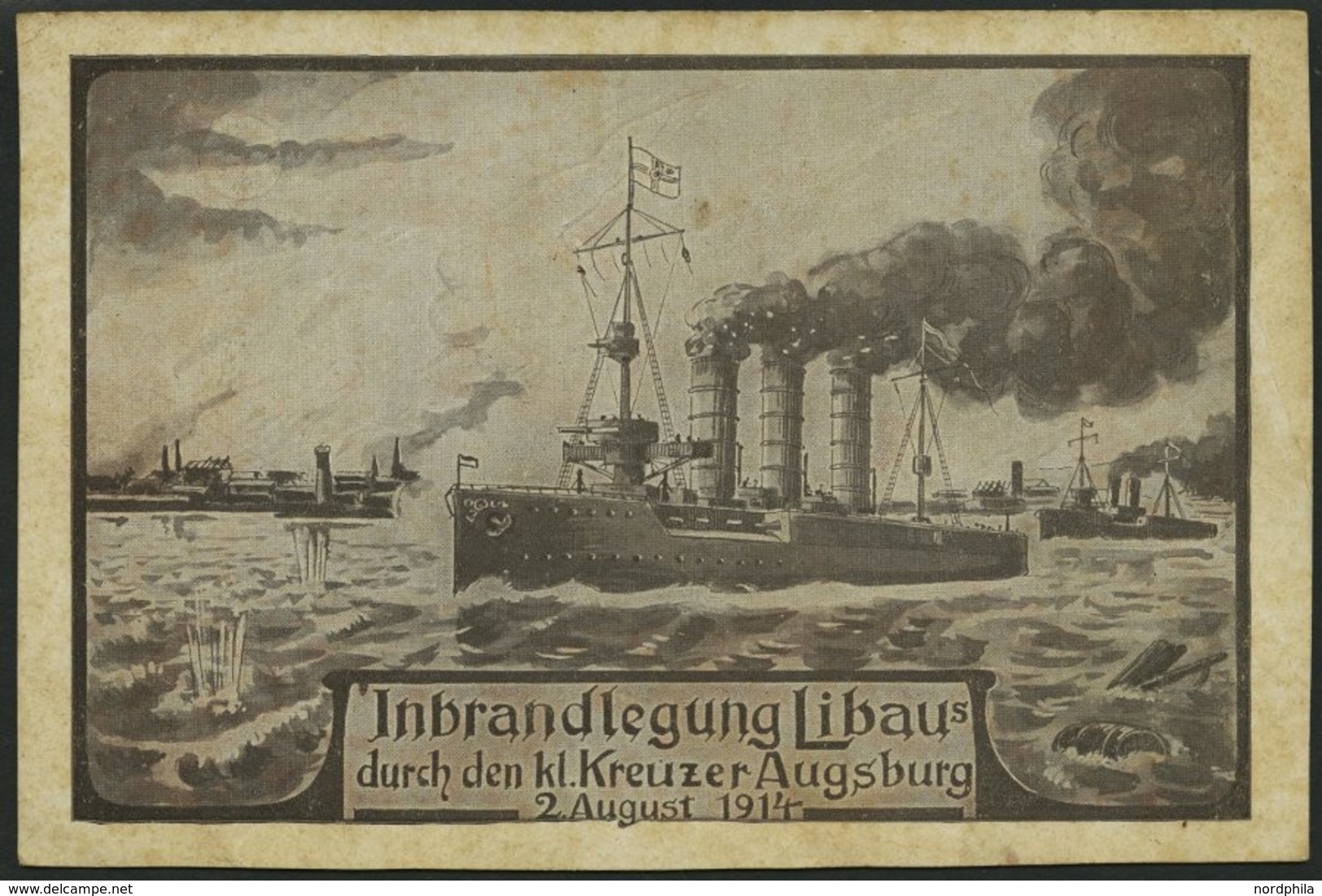 ALTE POSTKARTEN - SCHIFFE KAISERL. MARINE BIS 1918 S.M.S. Augsburg, 3 Ungebrauchte Karten, Z.T. Etwas Fleckig - Guerra