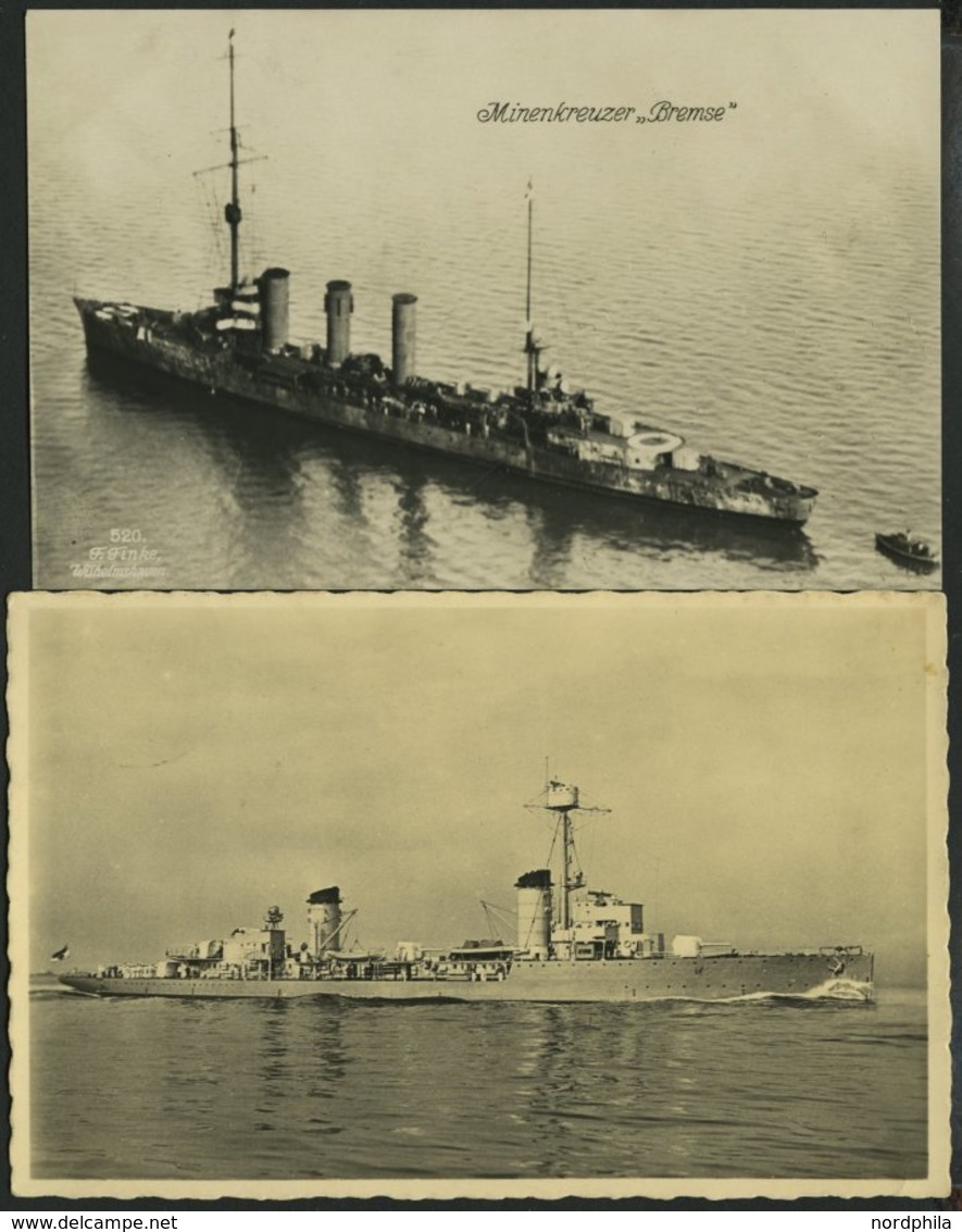 ALTE POSTKARTEN - SCHIFFE KAISERL. MARINE BIS 1918 Minenkreuzer Bremse, 2 Karten - Warships