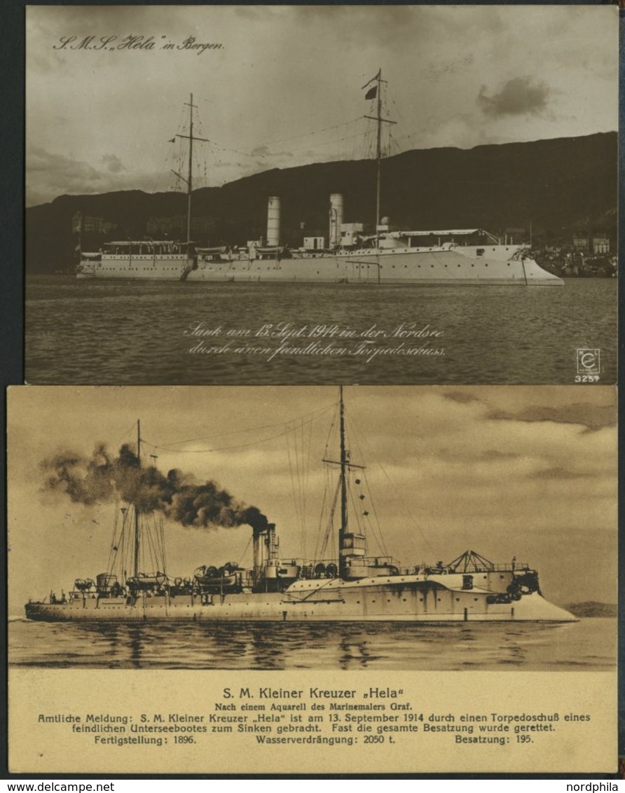 ALTE POSTKARTEN - SCHIFFE KAISERL. MARINE BIS 1918 S.M.S. Hela, 2 Karten, Eine Gebraucht - Warships