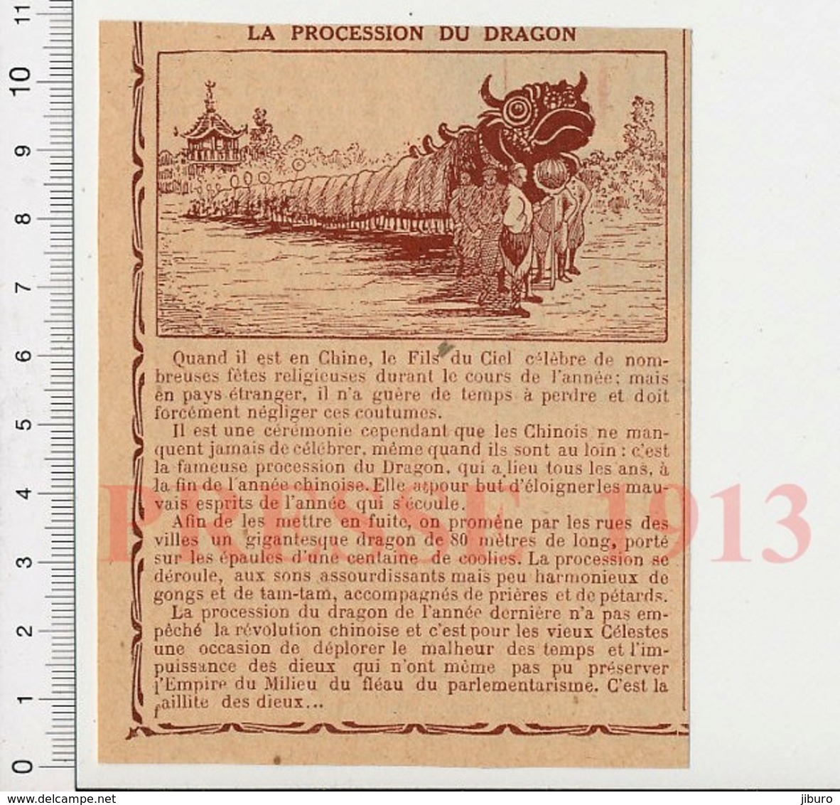 Presse 1913 La Procession Du Dragon Chinois Chine 223XH - Ohne Zuordnung