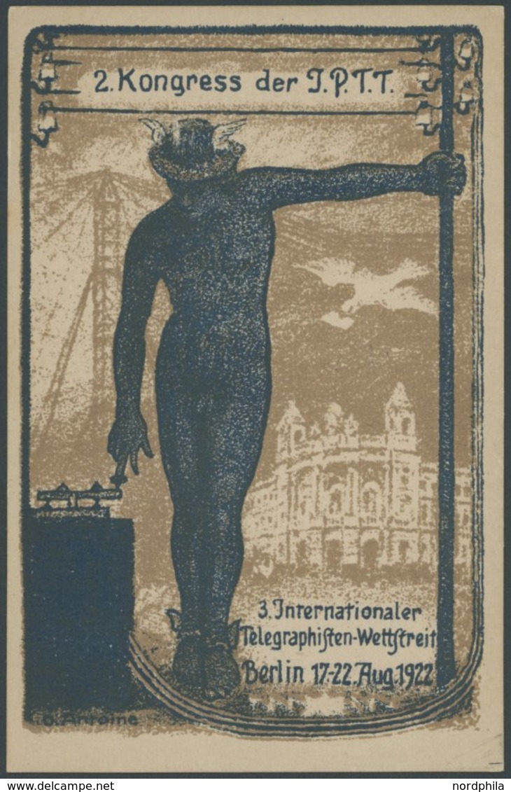 ALTE POSTKARTEN - VARIA Künstler-Sonderkarte 3. Internationaler Telegraphisten-Wettstreit, Berlin 17.-22 1922, Signiert  - Andere & Zonder Classificatie