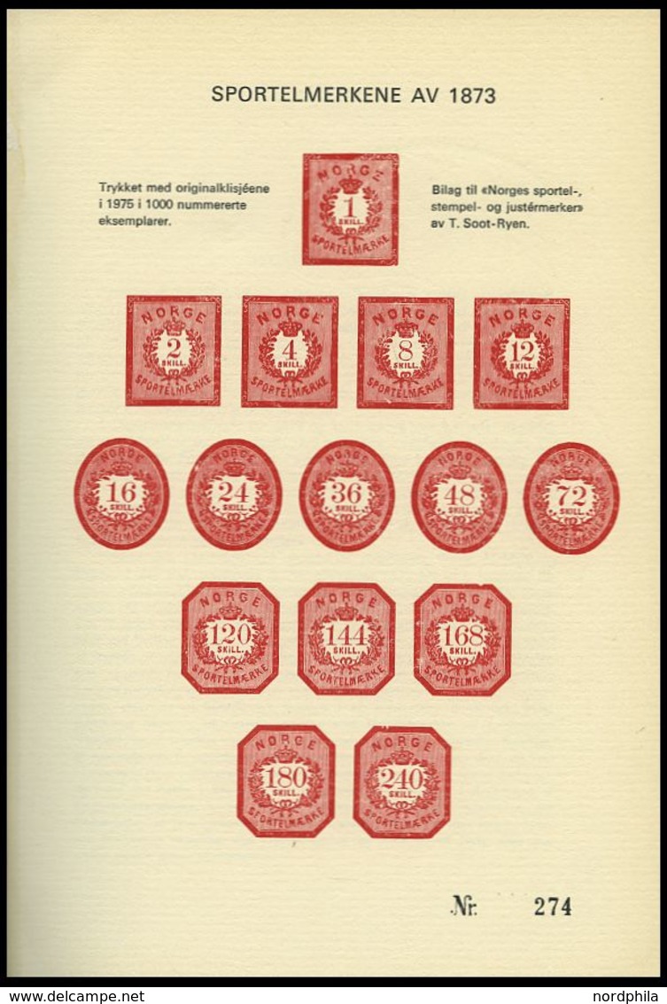 PHIL. LITERATUR Norges Sportel-, Juster- Og Stempelmerker, 1975, Oslo Filatelistklubb, 50 Seiten, Mit Farbiger Tafel Und - Filatelie En Postgeschiedenis