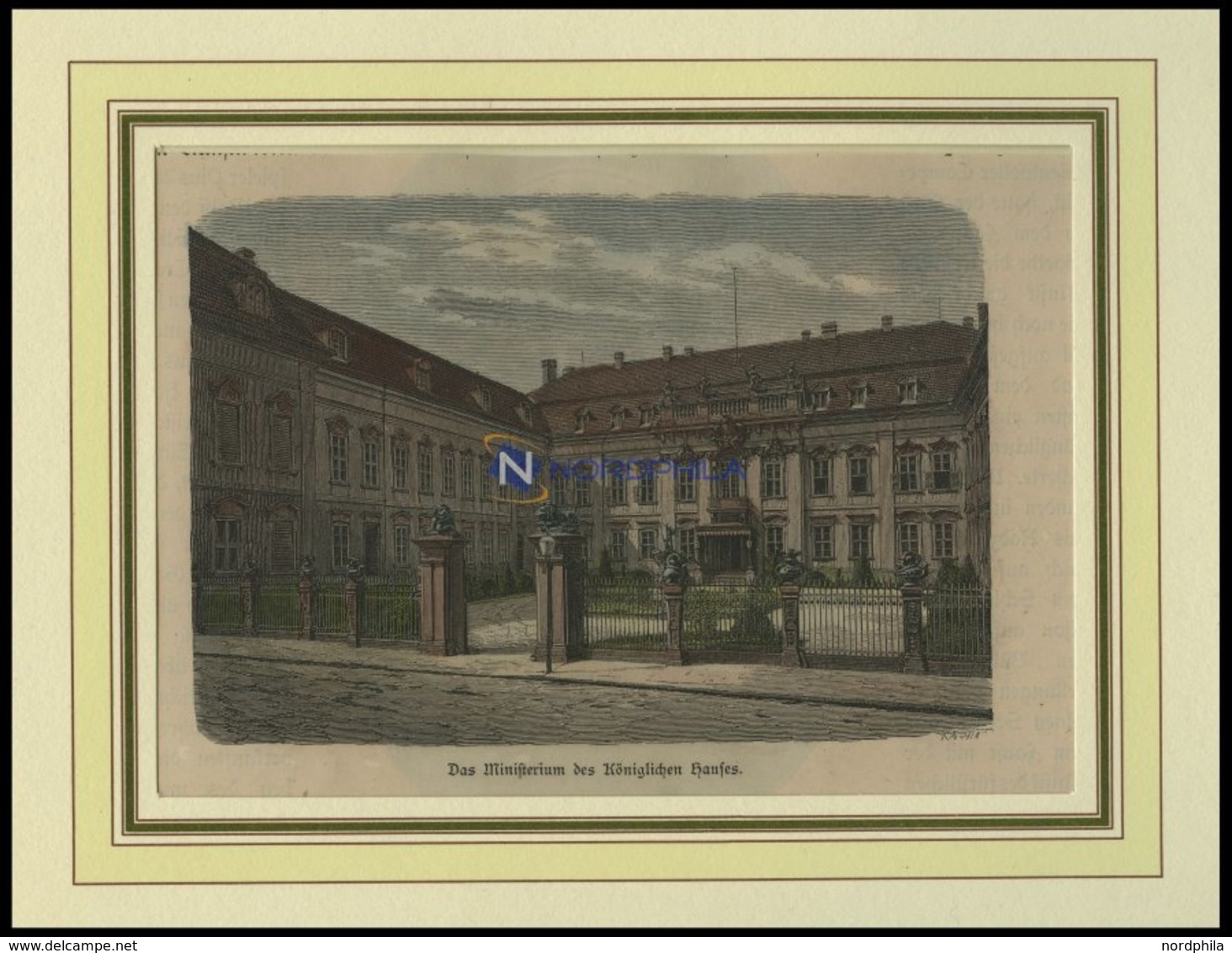 BERLIN: Das Ministerium Des Königlichen Hauses, Kolorierter Holzstich Um 1880 - Lithografieën