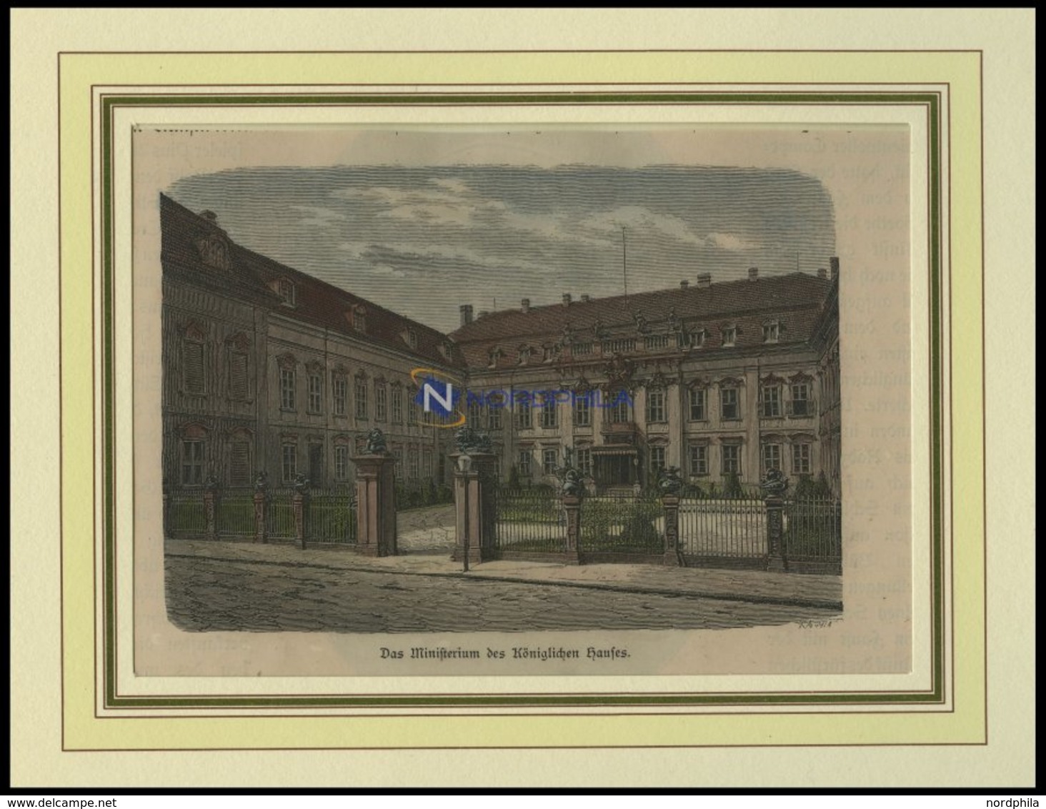 BERLIN: Das Ministerium Des Königlichen Hauses, Kolorierter Holzstich Um 1880 - Litografia