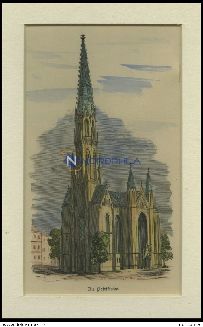 BERLIN: Die Petrikirche, Kolorierter Holzstich Um 1880 - Litografia