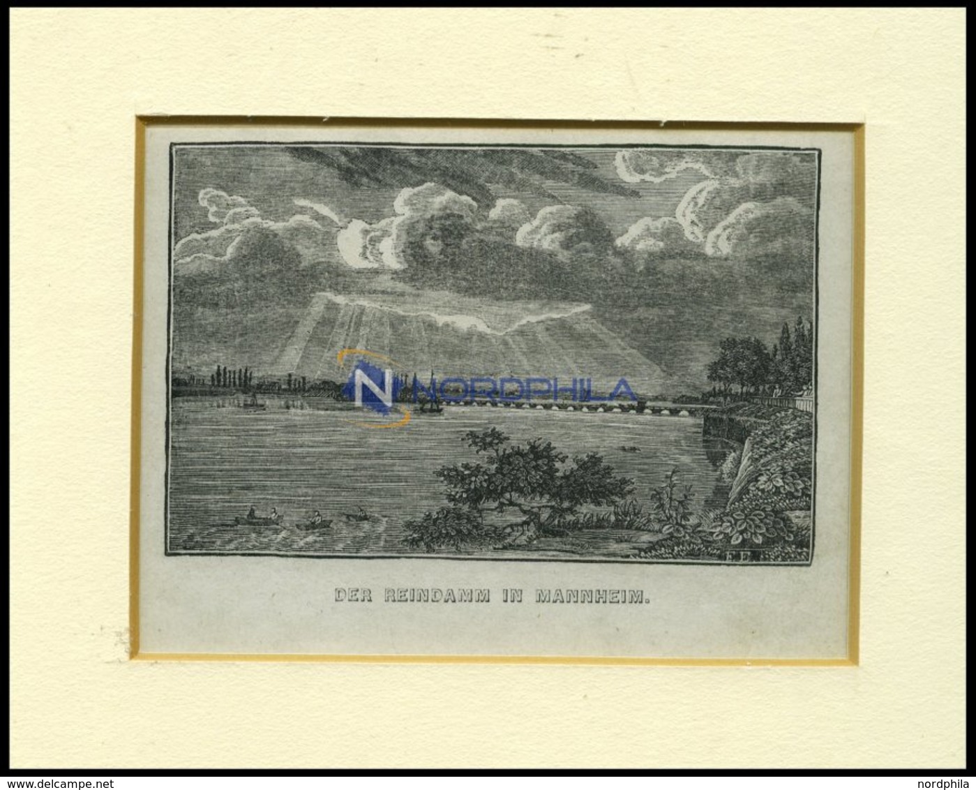MANNHEIM: Der Rheindamm, Holzstich Von Heunisch Um 1840 - Lithografieën