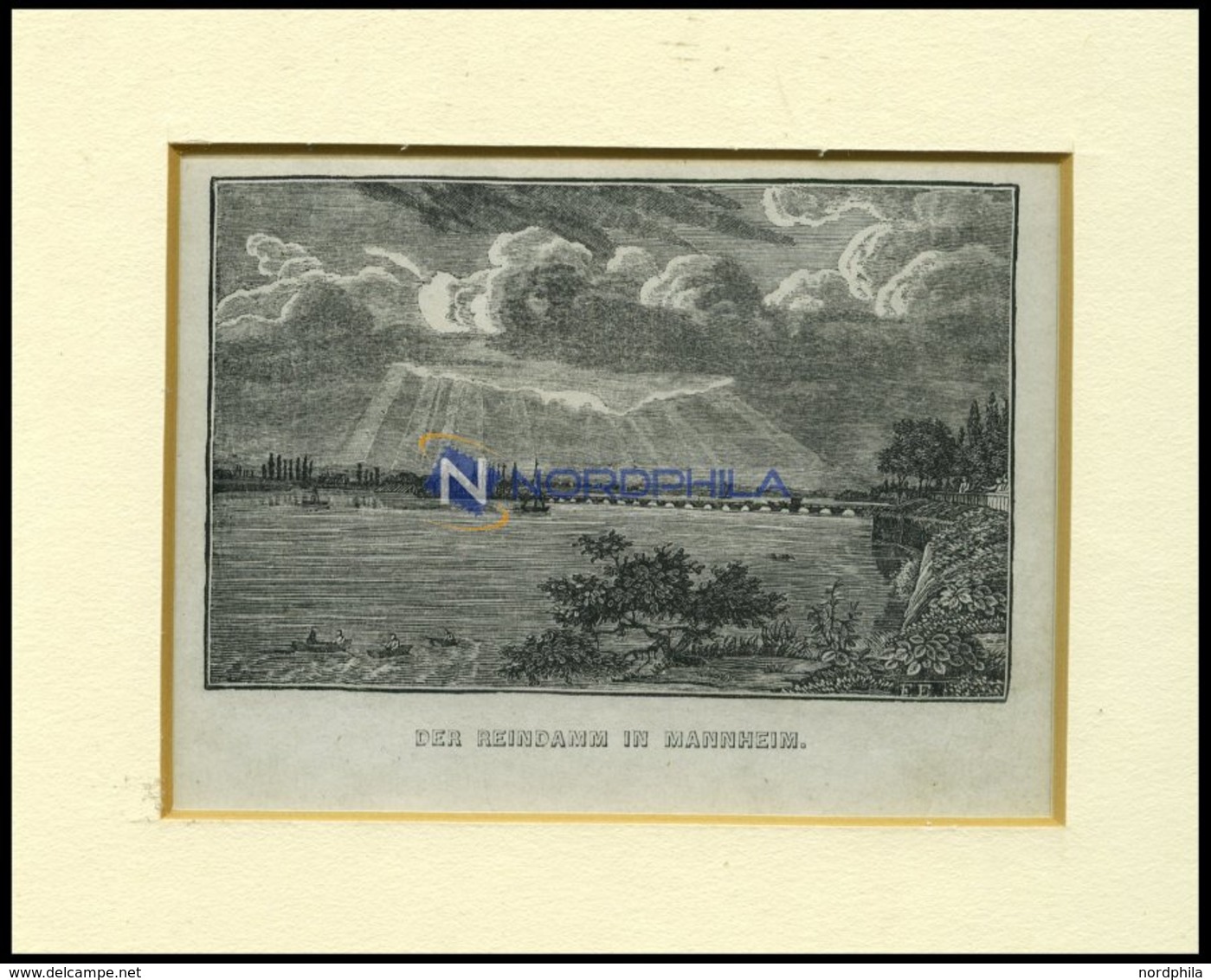 MANNHEIM: Der Rheindamm, Holzstich Von Heunisch Um 1840 - Lithographies