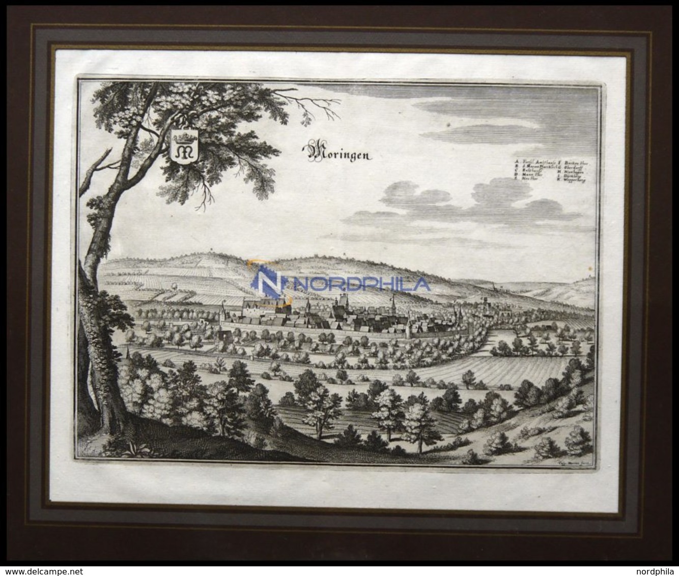 MORINGEN, Gesamtansicht, Kupferstich Von Merian Um 1645 - Lithographies