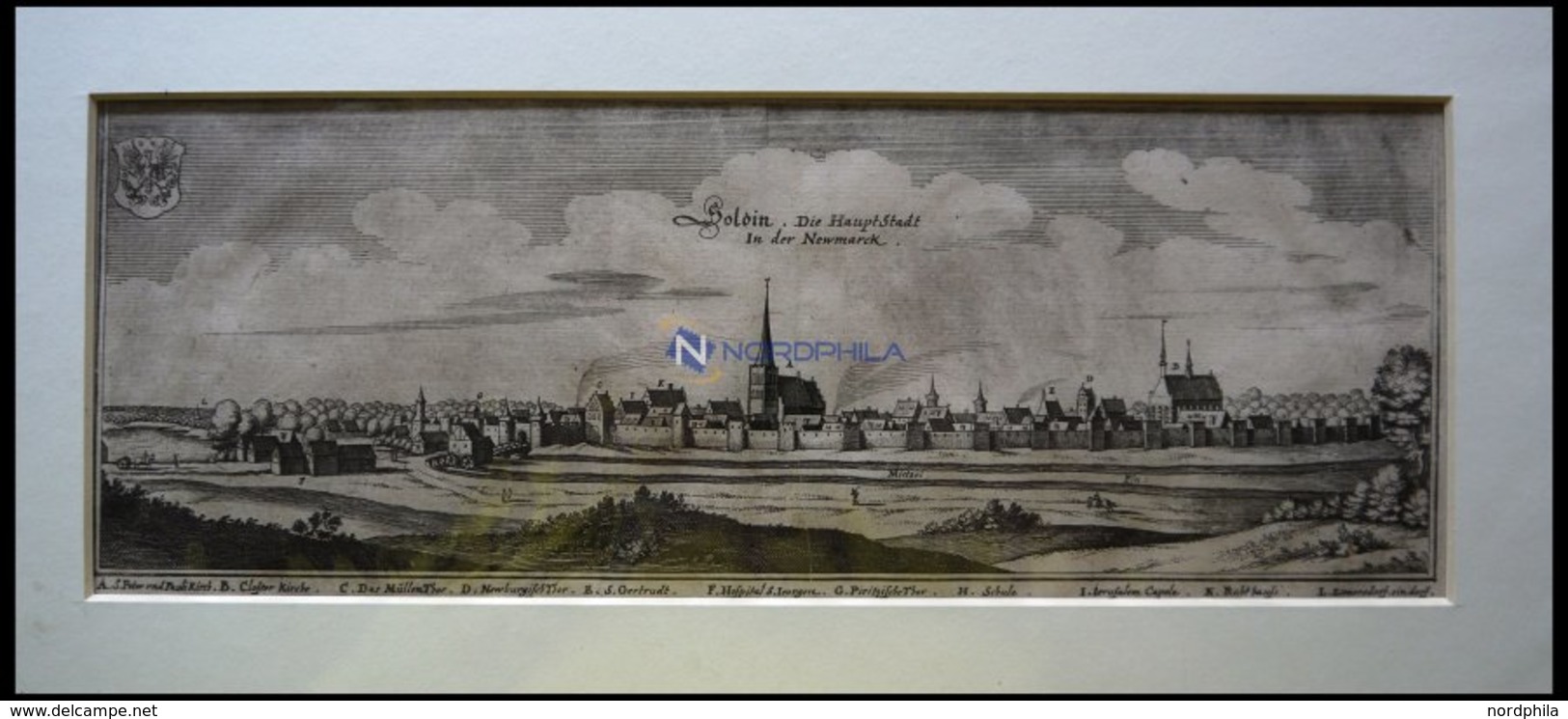 SOLDIN/NEUMARKT, Gesamtansicht, Kupferstich Von Merian Um 1645 - Lithographies